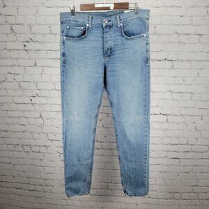 Rag & Bone Blue Denim Fit 2 Slim Straight Distressed Stretch Jeans 34x32